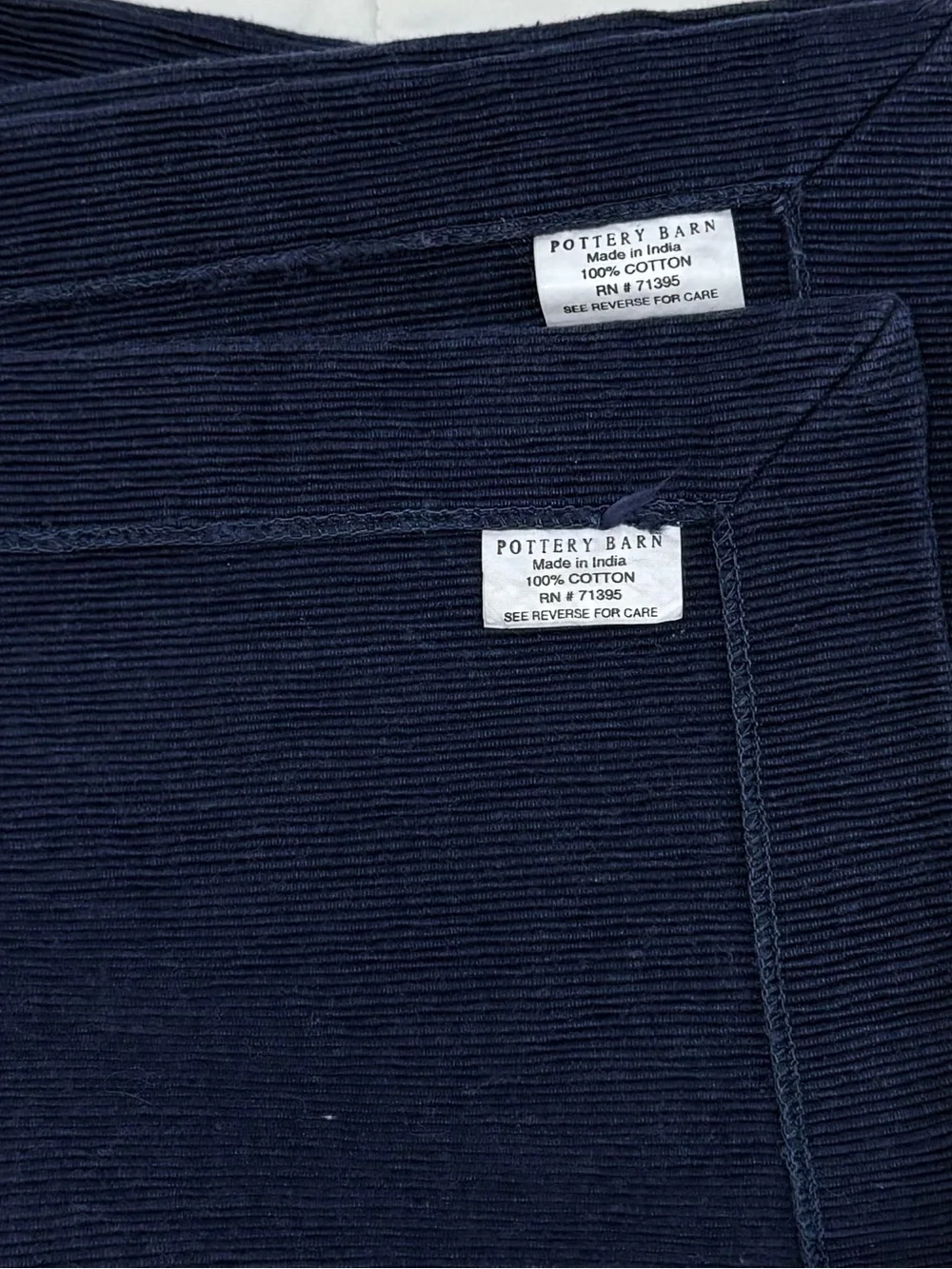 Pottery Barn Navy Ribbed Cotton Set of 4 placemats